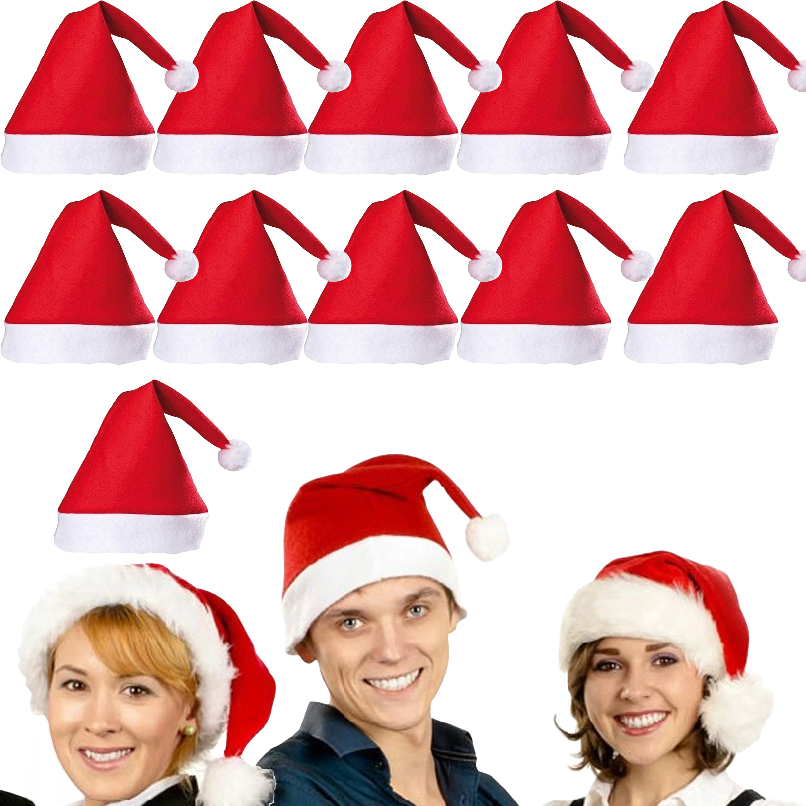 Czapka Świętego Mikołaja z pomponem 12 sztuk czapka_swietego_mikolaja_12szt_5905753731766_1
