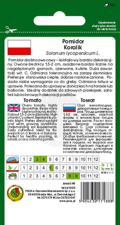 Pomidor koktajlowy czereśniowy Koralik 1 g nasiona PNOS