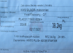 Żyto hybrydowe KWS Gilmor - jednostka siewna