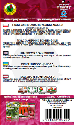 Słonecznik ozdobny niski żółty Sonnengold 1 g PNOS