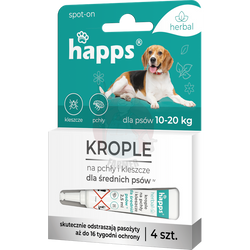 Happs Spot-on krople przeciwko pchłom i kleszczom dla średnich psów herbal
