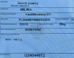 Groch siewny Milwa kwalifikat C1