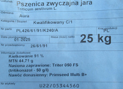 Pszenica Aura kwalifikat C1