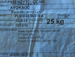 Pszenżyto ozime Avokado nasiona kwalifikat C1