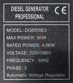 Agregat prądotwórczy FARMER Diesel DG6500E3 5 kW