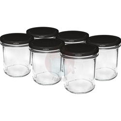 Słoik prosty 346 ml (fi 82) - z czarną zakrętką, 6szt.