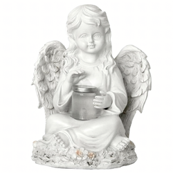 Figurka aniołek solarny LED z żywicy