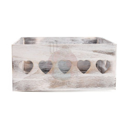 Skrzynka dekoracyjna drewniania z sercami 30x30x13,5