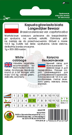 Kapusta głowiasta biała Langedijker Bewaar 2 g