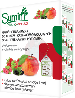Nawóz organiczny do drzew i krzewów owocowych oraz truskawek i poziomek 1,2 kg Sumin