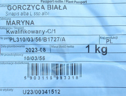 Gorczyca biała Maryna Kwalifikat C1 1 kg