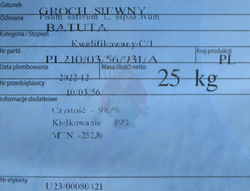 Groch siewny Batuta kwalifikat C1