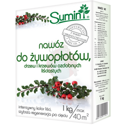 Nawóz do żywopłotów, drzew i krzewów ozdobnych liściastych 1 kg Sumin