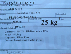 Pszenżyto ozime Tiesto nasiona kwalifikat C1