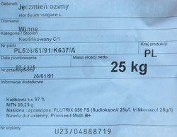 Jęczmień ozimy Winnie nasiona kwalifikat C1