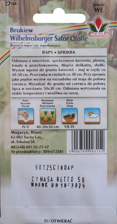 Brukiew Wilhelmsburger Sator Otofte 10 g nasiona Coleus