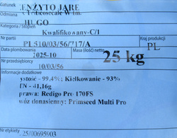 Pszenżyto jare Hugo nasiona kwalifikat C1