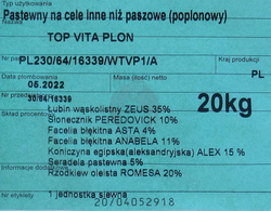 Mieszanka poplonowa Top Vita Plon 20 kg