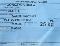 Gorczyca biała Gracja nasiona kwalifikat C1