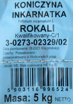 Koniczyna inkarnatka Rokali kwalifikat C1 5 kg