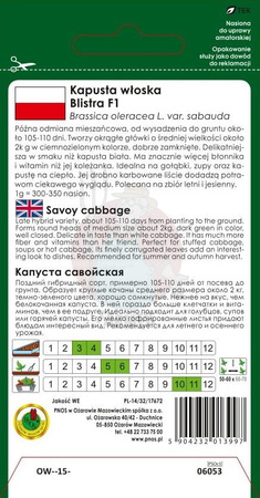 Kapusta włoska Blistra F1 0,5 g