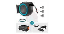 Bęben naścienny akumulatorowy na wąż PowerRoll XXL kompletny zestaw