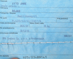 Żyto jare Bojko kwalifikat C1