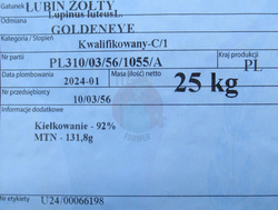 Łubin żółty Goldeneye kwalifikat C1