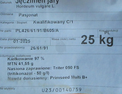Jęczmień jary Pasjonat nasiona kwalifikat C1