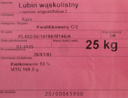 Łubin siewny wąskolistny Karo kwalifikat C2 nasiona