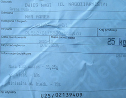 Owies nagi bezłuskowy Harem - nasiona do siewu kwalifikat C1