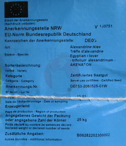 Koniczyna aleksandryjska Akenaton kwalifikat C1