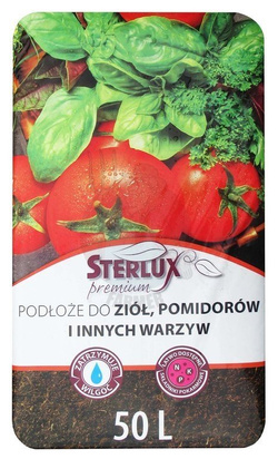 A substrate for herbs, tomatoes and other vegetables. Sterlux Premium 50 L