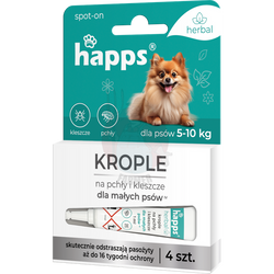 Happs Spot-on krople przeciwko pchłom i kleszczom dla małych psów herbal