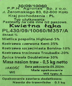 Mieszanka traw Łąka Kwietna 3 w 1 World of Grass samozagęszczająca 1 kg Agronas