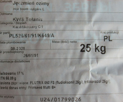 Jęczmień ozimy KWS Tolanis nasiona kwalifikat C1