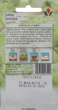 Sałata głowiasta masłowa Justyna 1 g