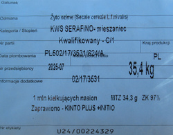 Żyto KWS Serafino - odmiana hybrydowa (cena za jednostkę siewną)