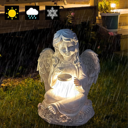 Figurka aniołek solarny LED z żywicy