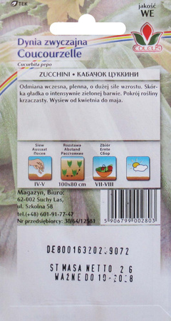 Dynia zwyczajna cukinia Coucourzelle 1 g nasiona Coleus