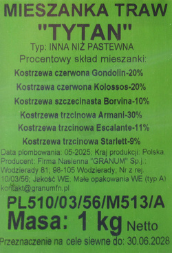 Mieszanka traw Tytan 1 kg