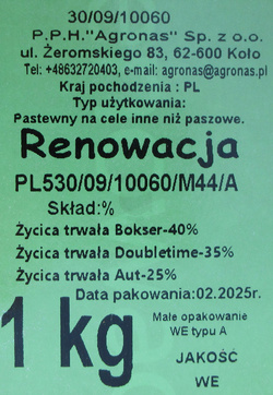 Mieszanka traw gazonowa Renowacja nasiona 1 kg Agronas