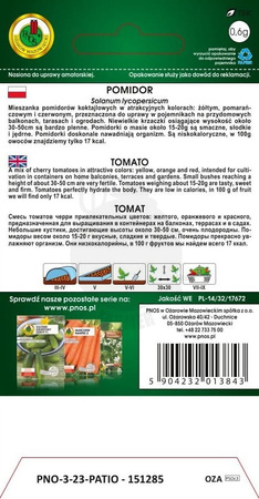 Pomidor koktajlowy - mieszanka pomidorów doniczkowych 0,6 g nasiona PNOS