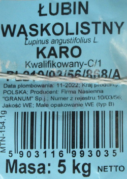 Łubin siewny Karo kwalifikat C1 5 kg