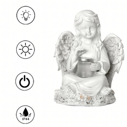 Figurka aniołek solarny LED z żywicy