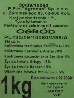 Mieszanka traw Ogród nasiona 1 kg Agronas