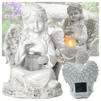 Figurka aniołek solarny LED z żywicy