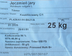 Jęczmień jary Tilmor nasiona kwalifikat C1