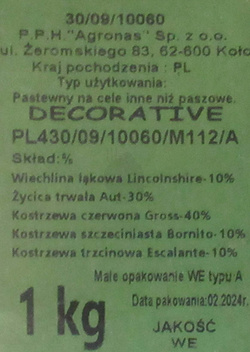 Mieszanka traw VIP dekoracyjna nasiona 1 kg Agronas