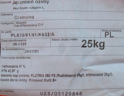 Jęczmień ozimy Cremona nasiona kwalifikat C1